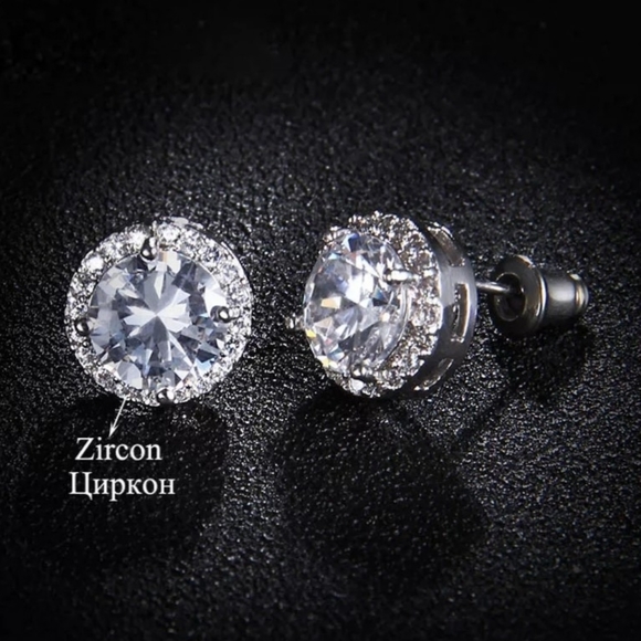 Sterling silver with simulated diamond earrings - Picture 2 of 4